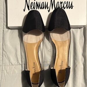 Neiman Marcus Black and Clear Flats